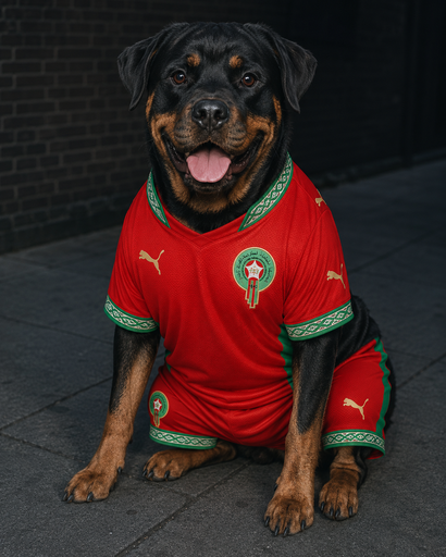 [PWF-MOR-D-L] Maillot Football Maroc pour chien – Édition Lions de l’Atlas – Taille L
