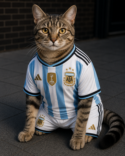 [PWF-ARG-C-XS] Maillot Football Argentine pour chat – Édition L'Albiceleste – Taille XS
