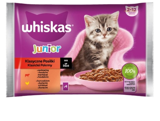 [SKL-WHISK-JUN-4X85G] Whiskas Junior Poulet & Bœuf — 4x85 g