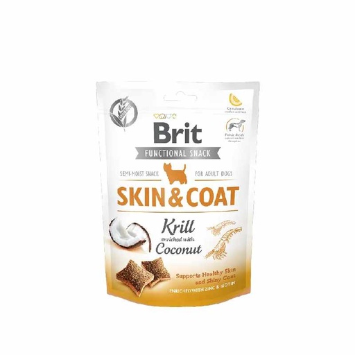 [8595602539963] Brit cat functional snack skin & coat krill 150g