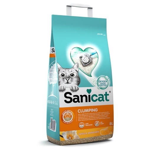 [SKU0421] Litière Sanicat White Duo 10L Vanille&Mandarine Agglomérante