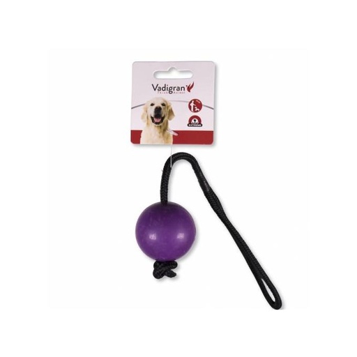 [14158] Jouet Pour Chien  Caoutchouc Balle Avec Corde Mauve Vadigran