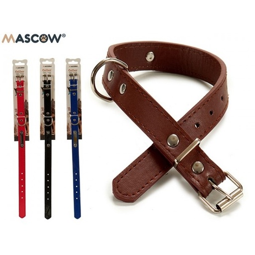 [PM-40AD3431B971] Collier en simili cuir surpiqué avec plaque pour chien de grande taille Mascow