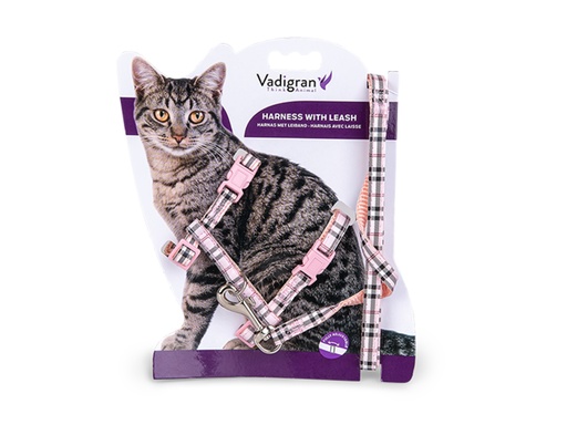 [PM-19014DD16A71] Harnais+Laisse chat Ecossais 30-35cmx10mm+120cm