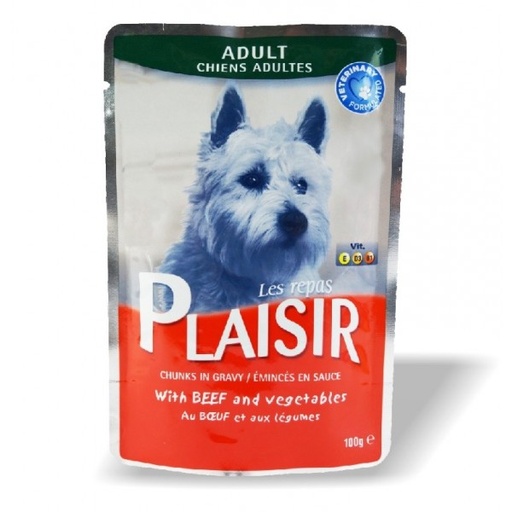 [frais et compléments chiens;"Boutique Chien""] Pochon repas Plaisir pour adulte goût boeuf 100 g