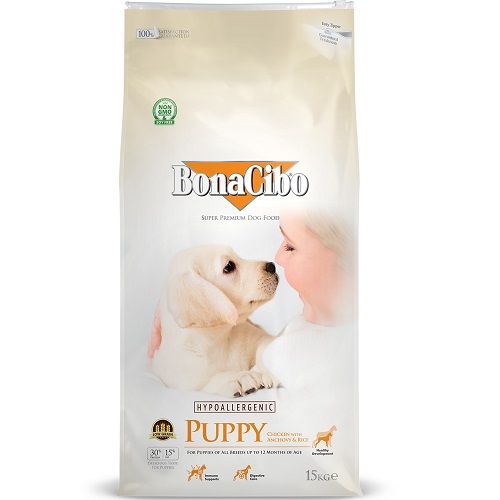 [PI-044] Bonacibo Formule PUPPY Croquettes Low Grain et Hypoallergeniques pour Chiots (au poulet, anchois & riz)