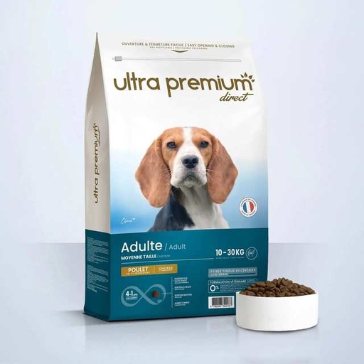 [ultra-premium-chien-adulte-de-taille-moyenne-10-a-30kg-croquettes-super-premium-12kg] Ultra Premium Chien adulte de taille moyenne 10 à 30kg Croquettes super premium – 12kg