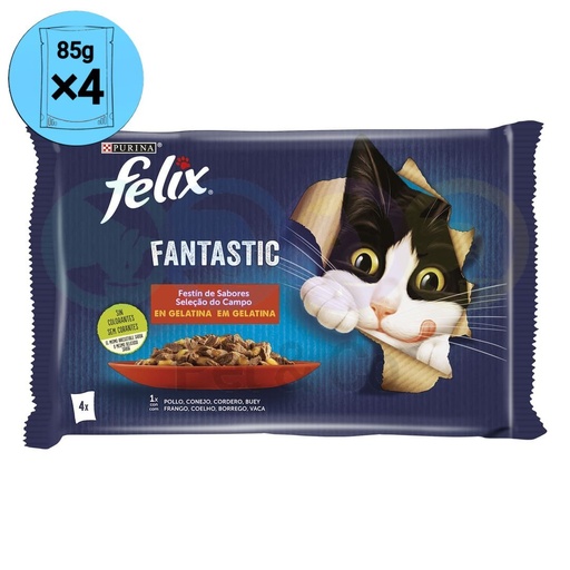 Felix Chunks in Jelly for Cats with Meat Fantastic 4×85g