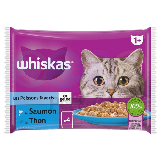 WHISKAS Chunks in Jelly for Cats with Salmon & Tuna 4x85g