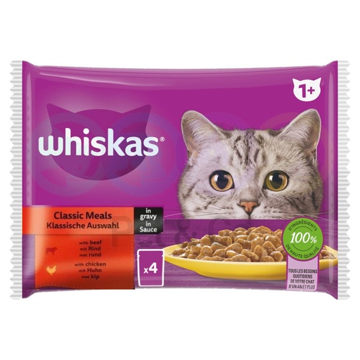 Whiskas Chunks in Gravy for Cats with Meat 4x85g