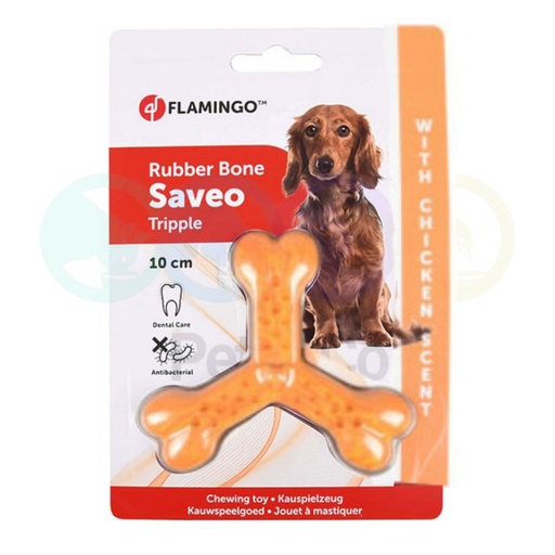 Jouet à mâcher pour chien triple Os saveur poulet - Flamingo