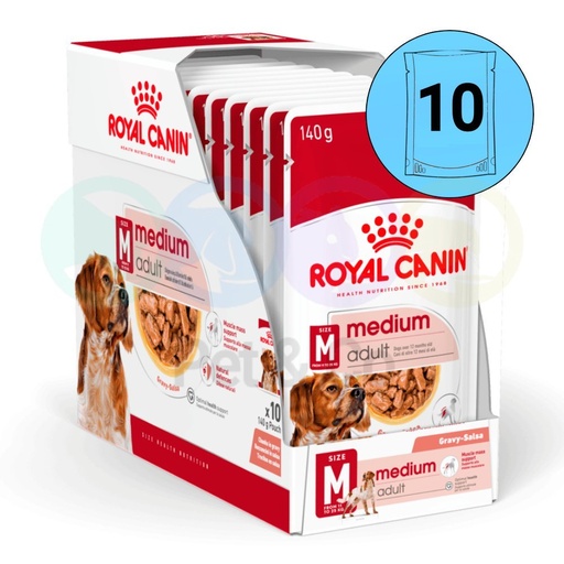 Lot Royal Canin Chunks in Gravy for Dogs Medium Sized Breed 10×140g