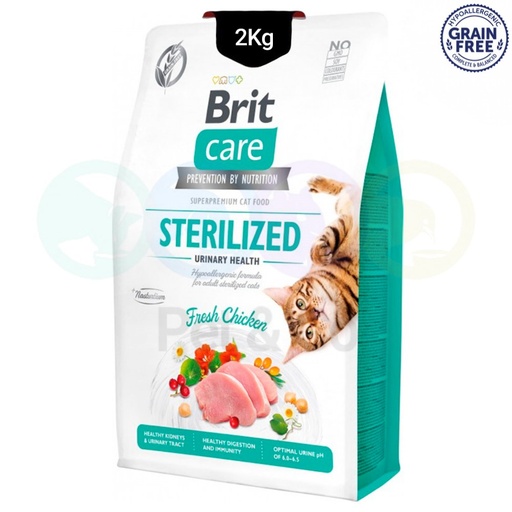 Brit Care Grain-free Kibbles for Sterilized Cats, Urinary health 2kg