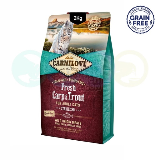 Carnilove Kibbles for Sterilized Cats with Fresh Carp & Trout 2kg