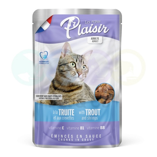 Plaisir Chunks for Cats with Trout & Shrimps in gravy 100g