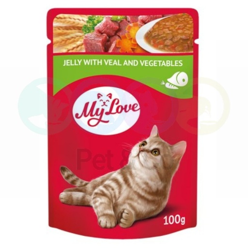 Mylove Fillets in Jelly with Veal & Vegetables for Cats 100g
