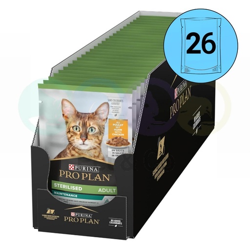 Lot Pro Plan Chunks in Gravy for Sterilized Cats with Chicken 26×85g