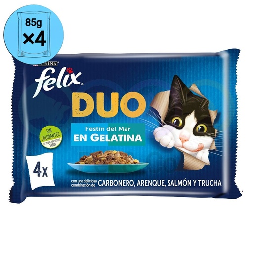 Felix Chunks in Jelly for Cats with Fish Duo 4×85g