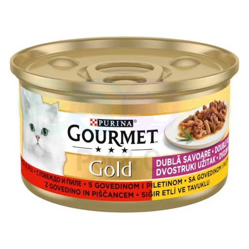 Gourmet Gold Double Pleasure for Cats with Beef & Chicken 85g