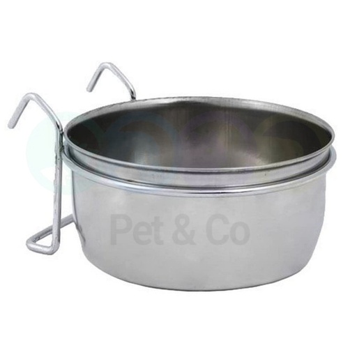 Parrot Stainless steel bowl with attachment ring with hook 600ml