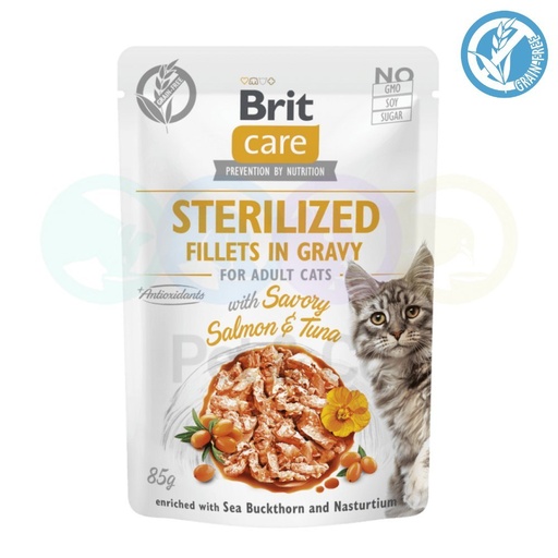 Brit Care Fillets in Gravy with Salmon &amp; Tuna for Sterilized cats 85g