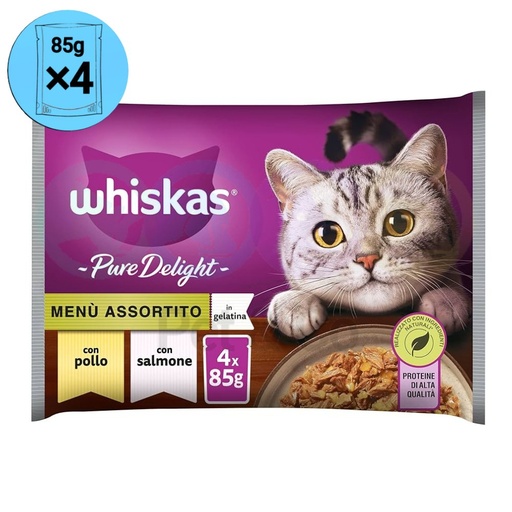 Whiskas Chunks in Jelly with Chicken &amp; Salmon Pure Delight 4×85g