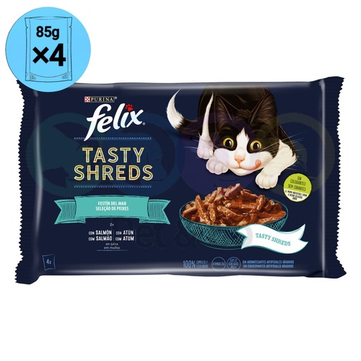 Felix Tasty Shreds Fish Selection 4×80g