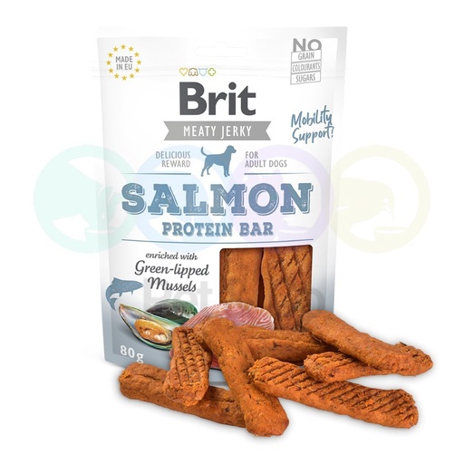 Brit Meat Jerky Dog Protein Bar with Salmon 80g