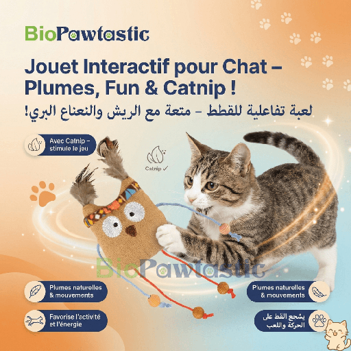 Interactive Cat Toy with Feathers & Catnip