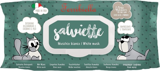 Ferribiella Lingettes pour Chats et Chiens- Musc Blanc 