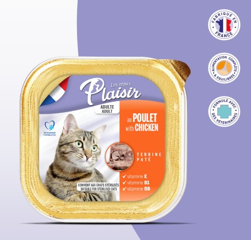 Barquette 100g de pâté au POULET  (convient pour chat stérilisé)