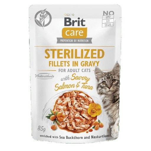 Brit Care Pochons en Sauce Pour Chat Stérilisé Saumon et Thon 85g