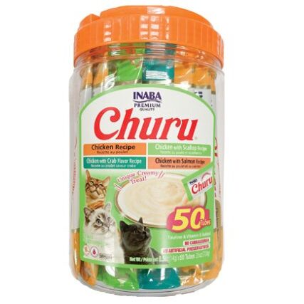 CHURU 50 friandises en purée mélange Poulet et Fruits de Mer