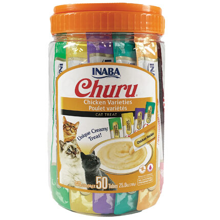 CHURU 50 friandises en purée Poulet avec plusieurs saveurs (Poulet | Poulet/Fromage | Poulet/Fruits de Mer | Poulet/Crabe)