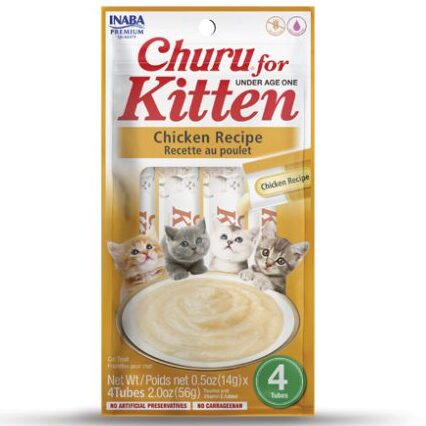 CHURU friandise Kitten (chaton) en purée avec plusieurs saveurs (Poulet/Thon) - 4 sachets au Poulet