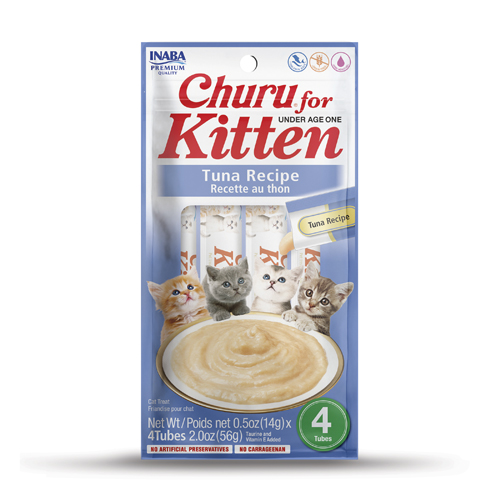 CHURU friandise Kitten (chaton) en purée avec plusieurs saveurs (Poulet/Thon) - 4 sachets au Thon