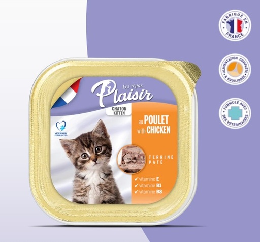 Plaisir Barquette pour Chaton 100g de pâté au poulet