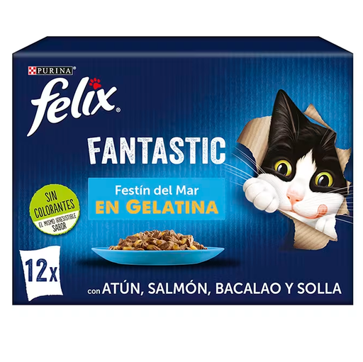 Purina Felix Fantastiques Festin Del Mar 12x85g (Saumon, Thon, Cabillaud)