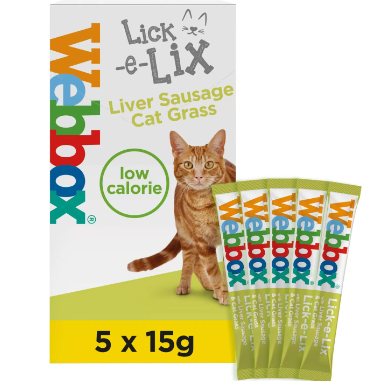 Webbox Lick-e-Lix pour chaton et chat avec plusieurs saveurs ( Saumon | Poulet | Boeuf) - 5 sachets au Foie