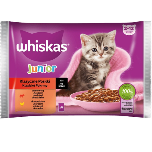 Whiskas Alimentation humide Sélection classique en sauce Junior 4 x 85g