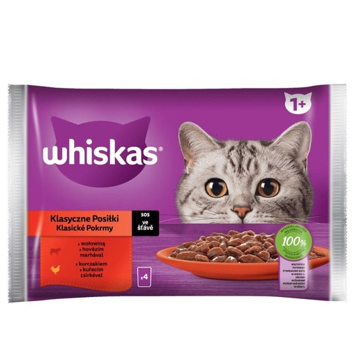 Whiskas Repas classiques Poulet et bœuf en sauce 4x85g