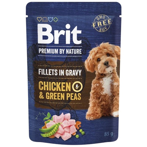 Brit Premium by Nature Dog Fillets in Gravy Chicken &amp; Green Peas (Poulet en Sauce et Petits Pois) 85 g