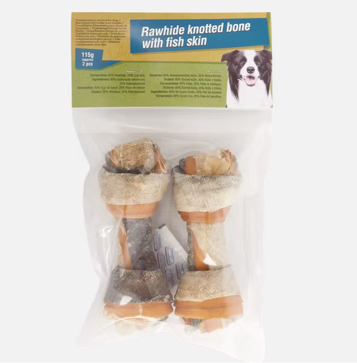 Friandises à mâcher pour chien Peau de Boeuf et de Poisson 120g