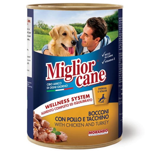 Miglior Cane Morceaux de Viande Poulet et Dinde avec Sauce 405 Grammes