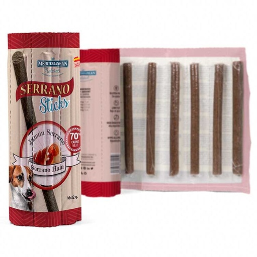 Sticks Serrano Pour Chiens Jambon (16pcsx12g)- Mediterrane