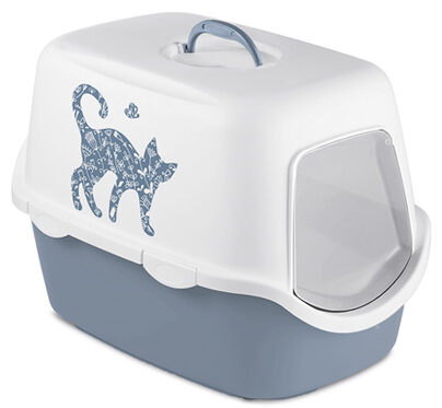 Bac à litière CATHY griffe pink (stephanplast) - Blanc/Bleu