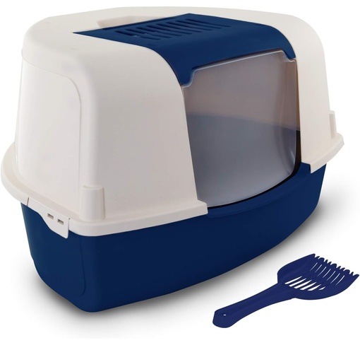 Bac à Litière Grande Taille Fermé Corner Avec Pelle (2 couleurs Marron | Bleu) - Bleu