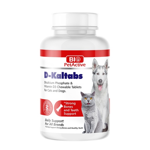 D-kaltabs - 84 Comprimés Calcium et à la vitamine D3 pour chats et chiens - Bio PetActive
