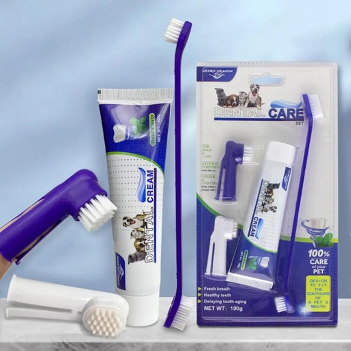 Kit Dentaire : Dentifrice + brosse à dent Portable pour chien et chat