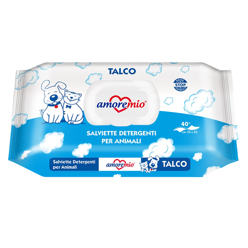 Lingettes Amoremio humides pour chiens et chats (30 PCS) Talc